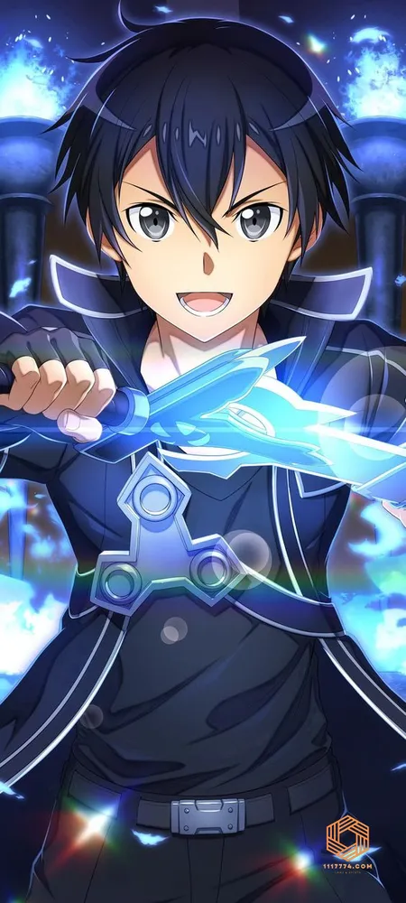 Hình ảnh, hình nền Kirito mỉm cười tay cầm kiếm 